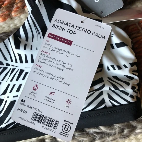 Athleta Adriata Retro palm bikini top Only medium - Picture 7 of 7